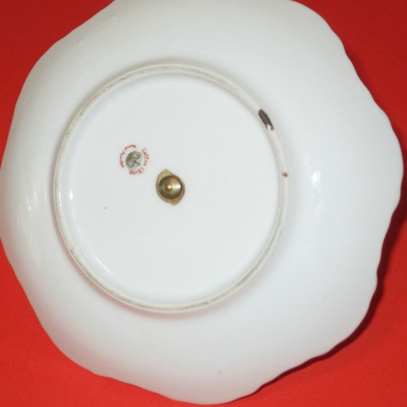 Small Porcelain Lefton China Serving Plate Hand Painted Roses 6" Center Handle - Picture 4 of 4